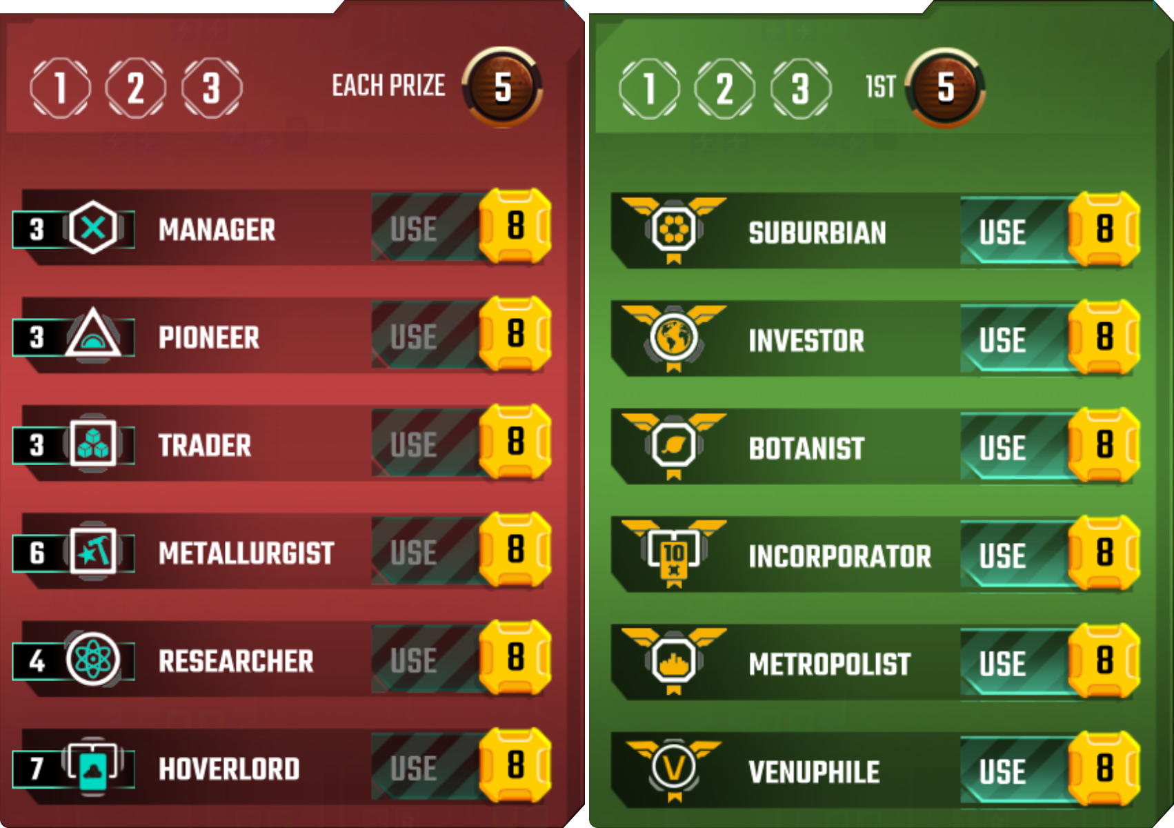 Utopia & Cimmeria Milestones/Awards in game